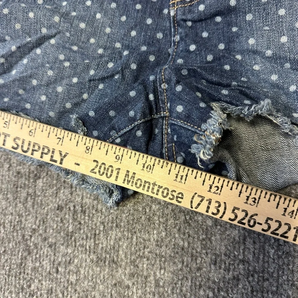 LC Lauren Conrad Shorts Womens Size 14 Blue Polka Dot Denim Raw Hem Casual Cute